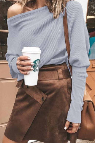 Chicindress – Bequemer Pullover mit Fledermausärmeln und Tauschulter (3 Farben) 