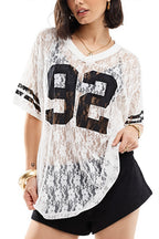 Lace Hollow Out Loose Street T-shirt