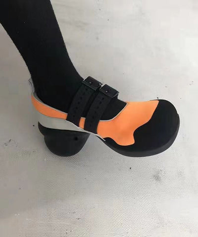 Zapatos de ballet con tacones altos, estilo elegante, de piel sintética con hebilla y correa de color block 