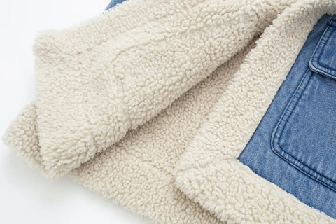 Weste aus Denim-Wollimitat 