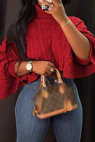 Casual Solid Asymmetrical Turtleneck Sweaters (5 Colors)