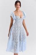 Lace Floral V-Neck Backless Maxi Dress