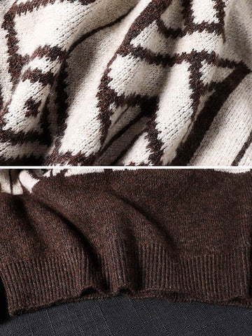 Original Print High-Neck Knitting Sweater
