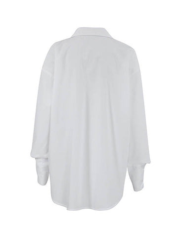 Lange Ärmel, lockere geknöpfte Taschen, einfarbige Reversblusen und Hemden 