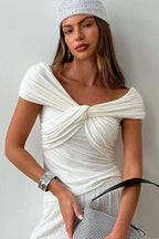 Elegant Chic Off Shoulder Twist Blouse