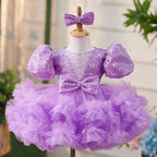 Mädchen-Weihnachtskleid, süßes Baby-Mädchen-Kleid mit Pailletten, festliches Kleid für Kleinkinder, Geburtstags- oder Kommunionskleid 