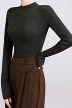 Cashmere Solid Slim Fit Knit Top