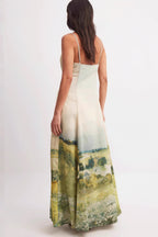 Oil Painting Scenic Cami Elegant Maxi Dress