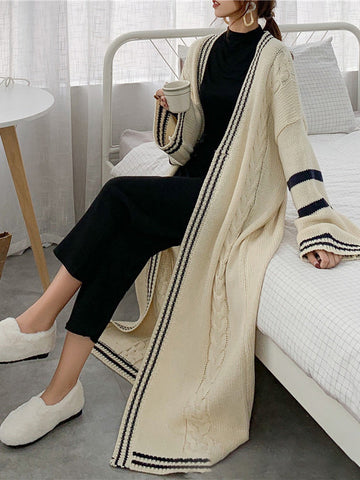 Urban Loose Cardigan-Mantel mit Streifen in Kontrastfarbe 