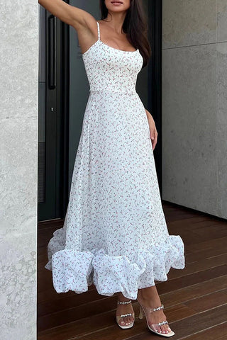 Vestido midi para banquete, fiesta, bustier con volantes y estampado floral de Spotlight Delight 