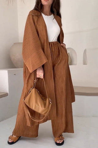 Ruched Textured Oversized Kimono Cardigan