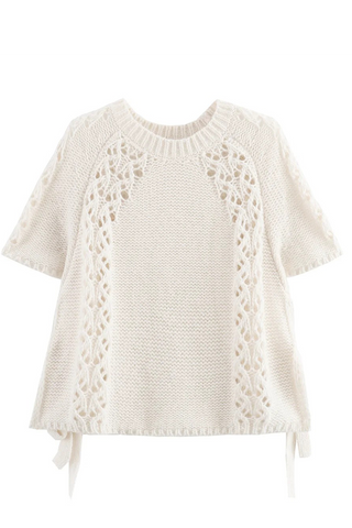 Lässiger, einfarbiger, ausgehöhlter Pullover mit Kordelzug und O-Ausschnitt 