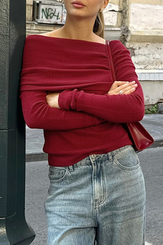 Sexy, einfarbige, gerüschte, schulterfreie Oberteile 