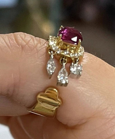 Boutique Lila Legierung Zirkon Edelstein Quaste Ringe 