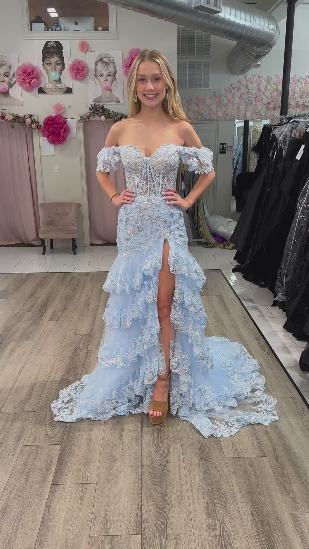 Kennedy |Sheath Off the Shoulder Long Lace Prom Dress (Lace-up Back)