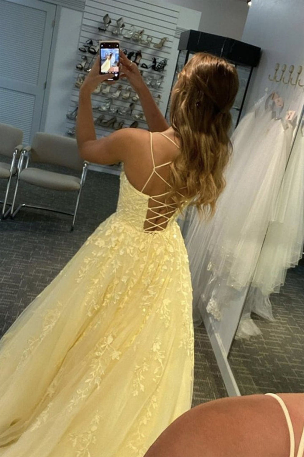 Princess Spaghetti Straps Prom Dress