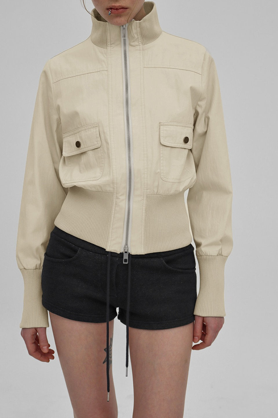 Utility Belted Zip Pocket Jacket