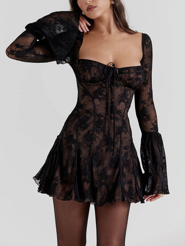 Scarlet Enchantress - Lace Corset Mini Dress