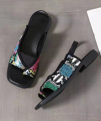New Summer Elastic Back Strap Square Headed Roman Shoes