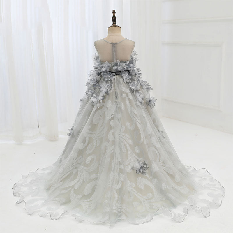 Kommunionkleid für Mädchen, luxuriöses Partykleid, flauschiges, formelles Prinzessinnenkleid mit vielen Blütenblättern für Babys 