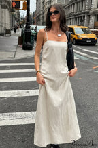 Cami Cotton Linen Loose A Line Maxi Dress