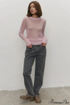 Candy Pastels Sheer Crew Neck Lightweight Knit Top