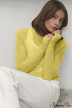 Candy Pastels Sheer Crew Neck Lightweight Knit Top