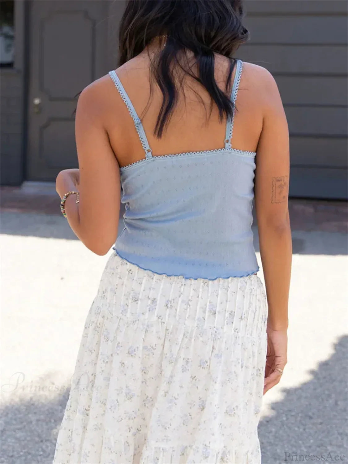Casual Bow V-neck Lace Tank Crop Top