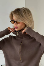 Casual Half-Zip Fitted Knit Long Sleeve Tee