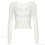 Casual Lace Trim Halter Slim Solid Square Collar Knit Top