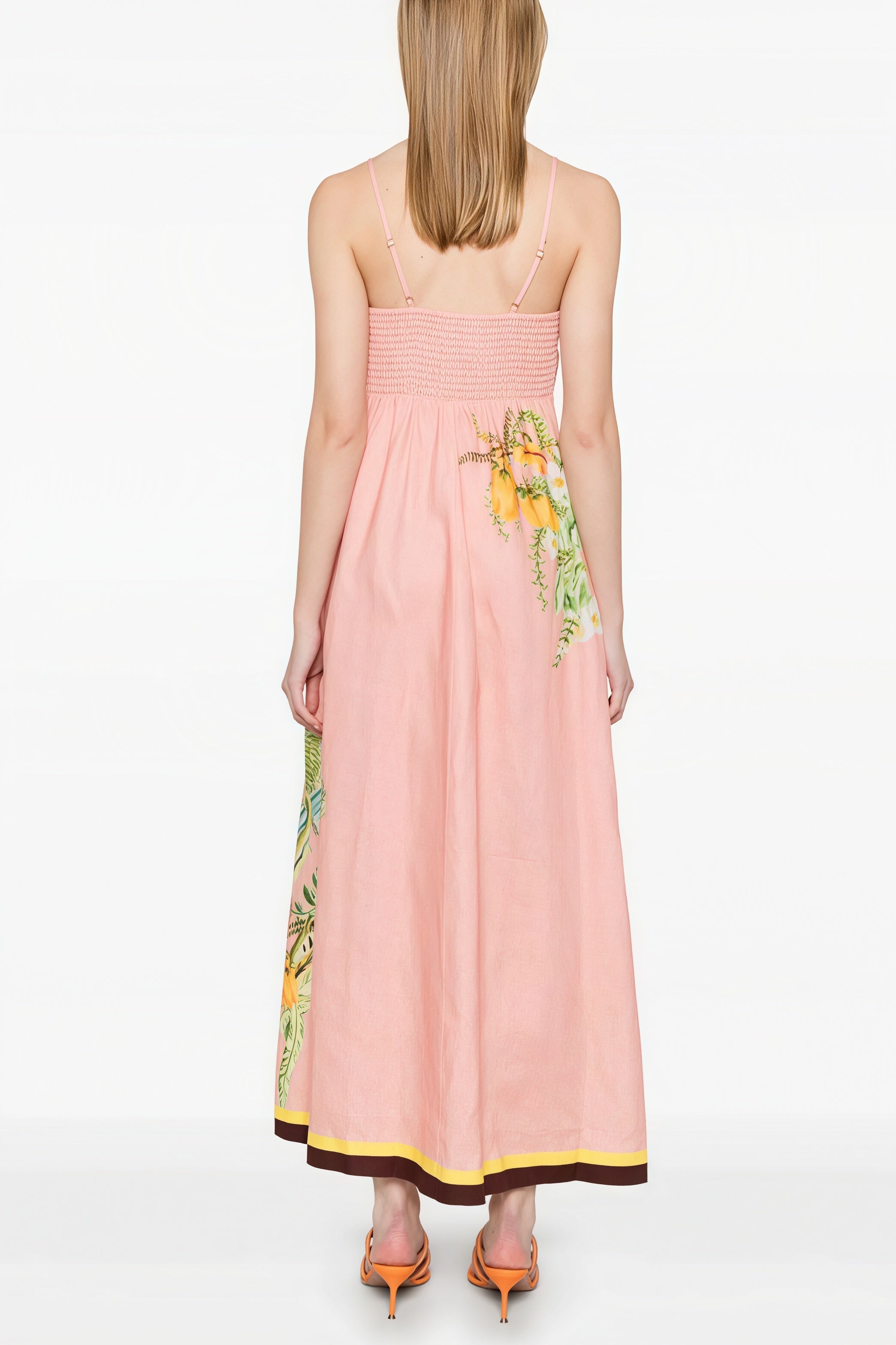 High Waist Print Cami Casual Maxi Dress