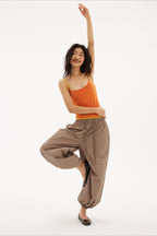 Casual Striped Orange Stretch Slim Cami Top