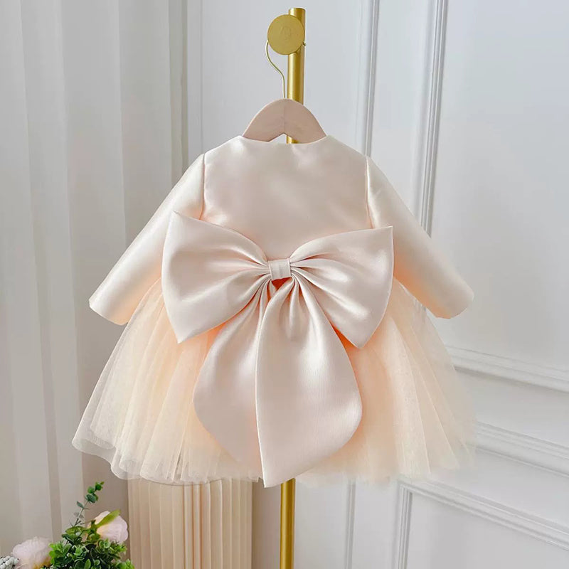 Niedliches Baby-Mädchen-Kleid in Champagner für die neue Saison – perfekt für Kleinkind-Festlichkeiten, Erstkommunion und als Prinzessinnenkleid 