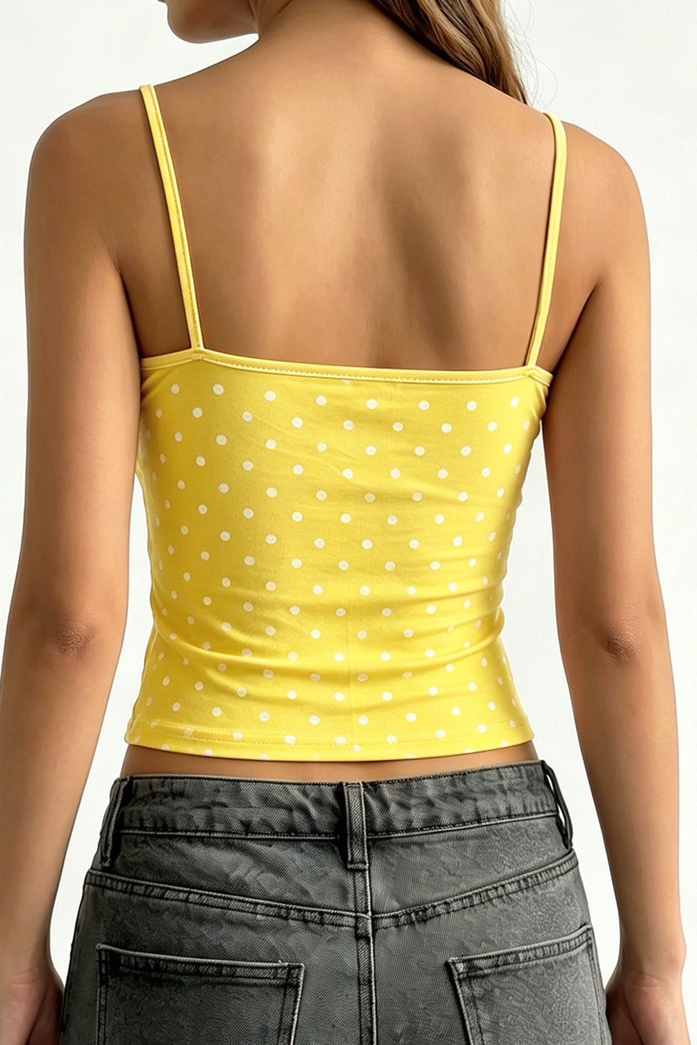 Casual Polka Dot Solid Slim Cami Top