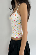 Colorful Polka Dot Halter Slim Fit Crop Top