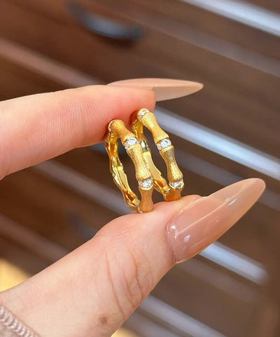 Boutique Gold Sterling Silber Overgild Bambus Joint Drahtziehringe 