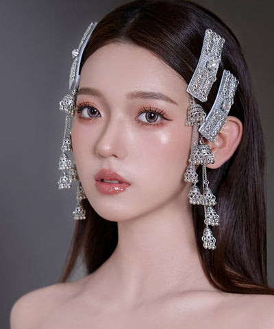 Chinese Style Silk Alloy Zircon Bell Tassel Hairpin