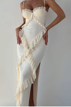 Lace Ruffle Spaghetti Strap Maxi Dress