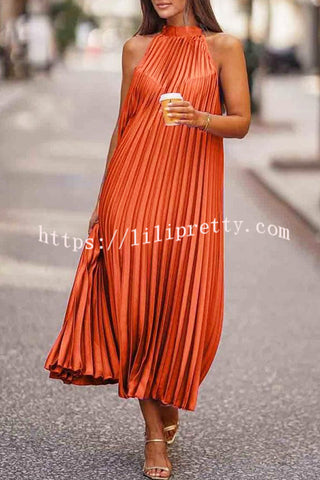 Vestido midi holgado de corte A plisado "Llévame allí" 