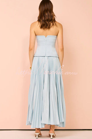 Vestido maxi ajustado con patchwork plisado y top de tubo sexy 