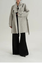 Chic Solid Wool Warm Loose Mock-neck Coat