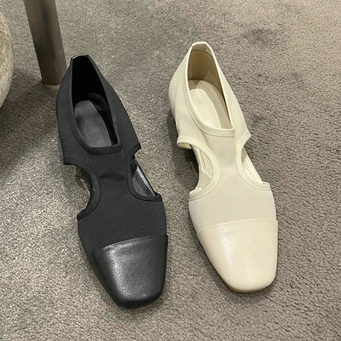 Zapatos planos de punta cuadrada para mujer, zapatos casuales de moda para caminar, zapatos de otoño 2024, nueva tendencia acogedora, zapatos de diseñador de oficina de marca para mujer 
