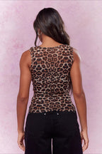 Leopard Print Mesh Sheer Sexy Tank Top