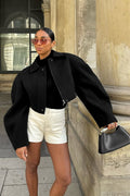 Chic Wool Zip Front Jacket