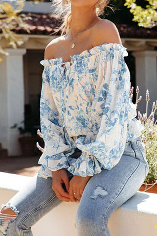 Blusa con hombros descubiertos y estampado Coastal Cove 