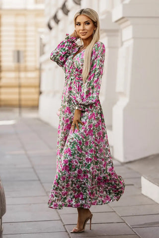 green floral elegant maxi dress
