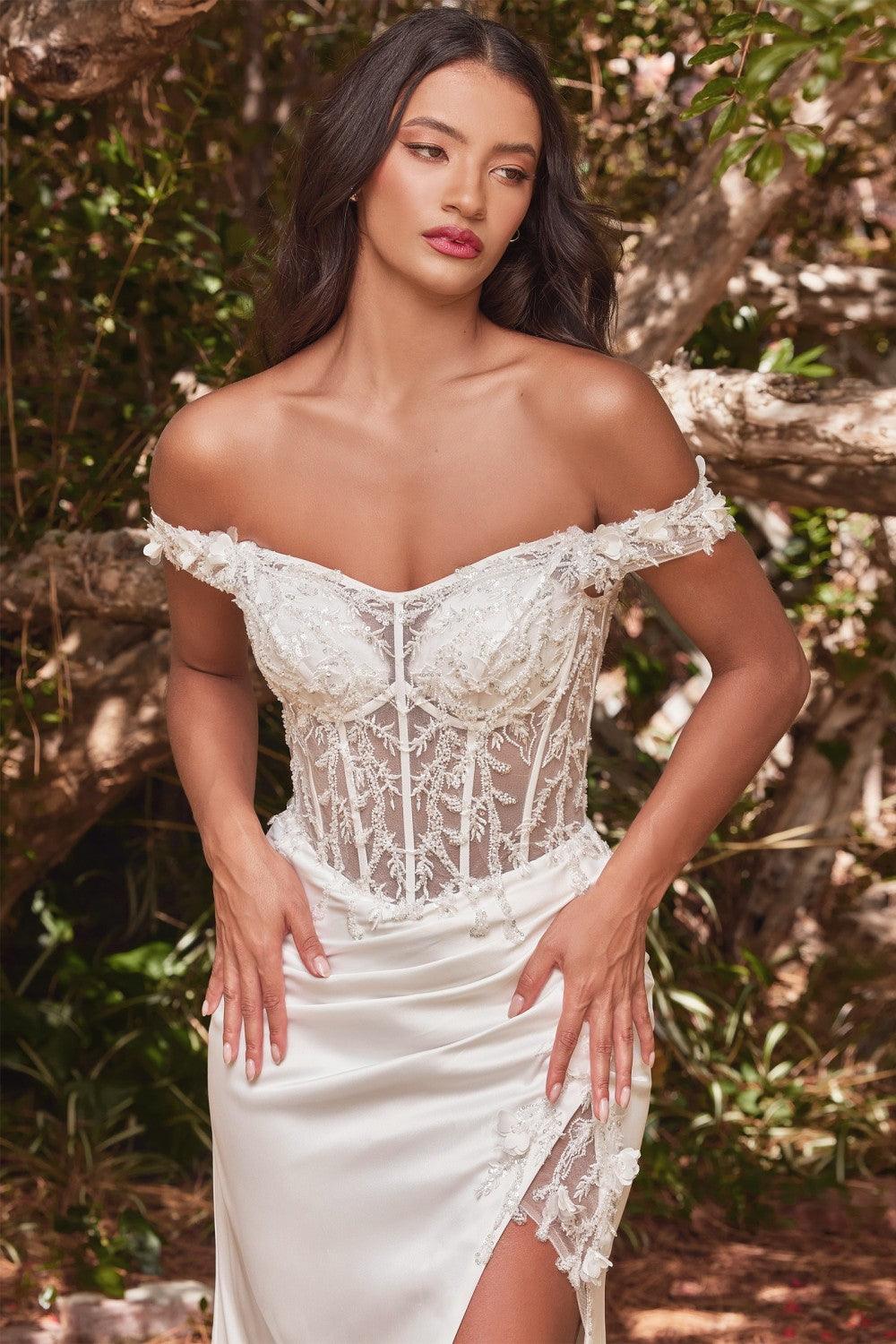 Long Off Shoulder Wedding Gown
