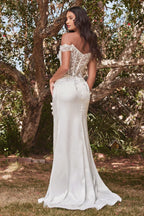 Long Off Shoulder Wedding Gown
