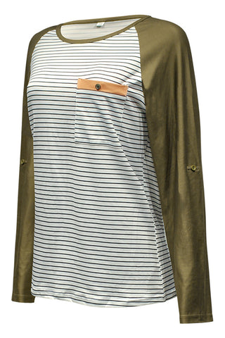 Lässige Patchwork-Oberteile mit O-Ausschnitt 