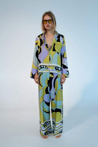 Pajama Style Loose Casual Blouse Two-piece Set
